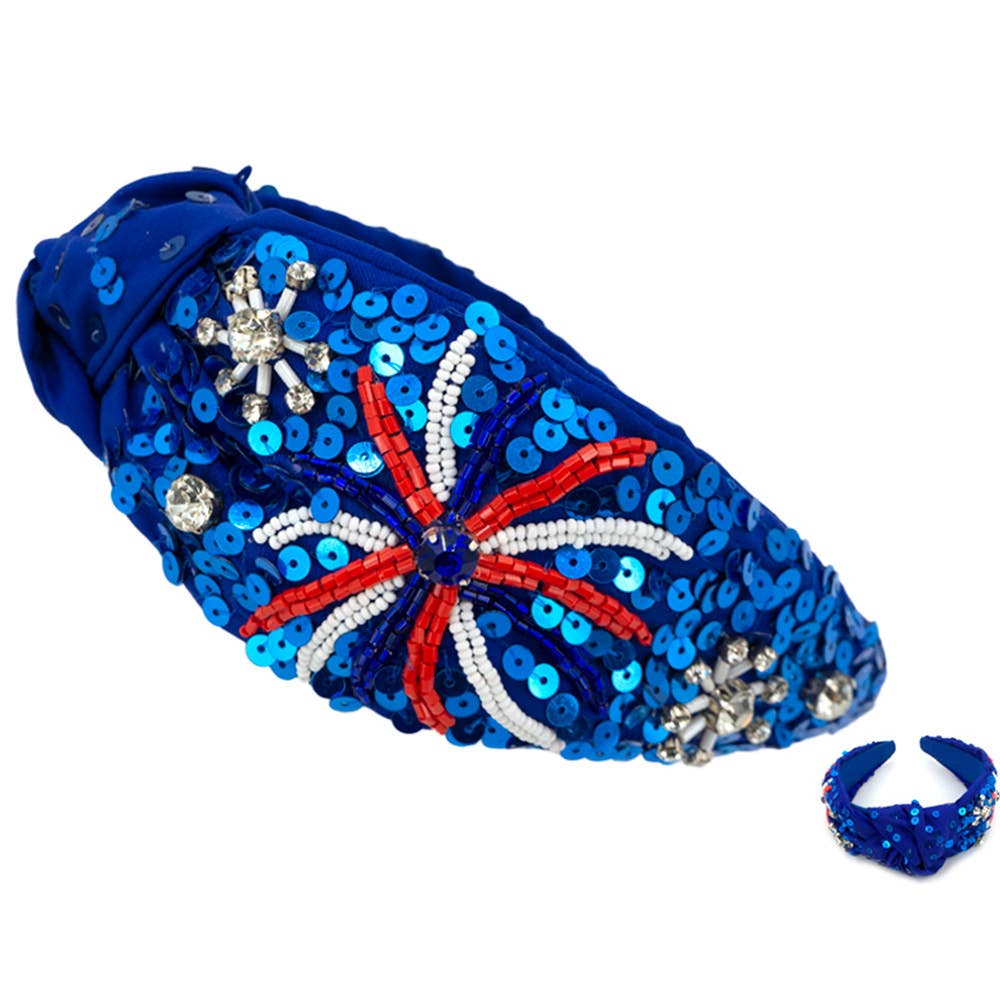SEQUIN FIREWORKS BLUE HEADBAND