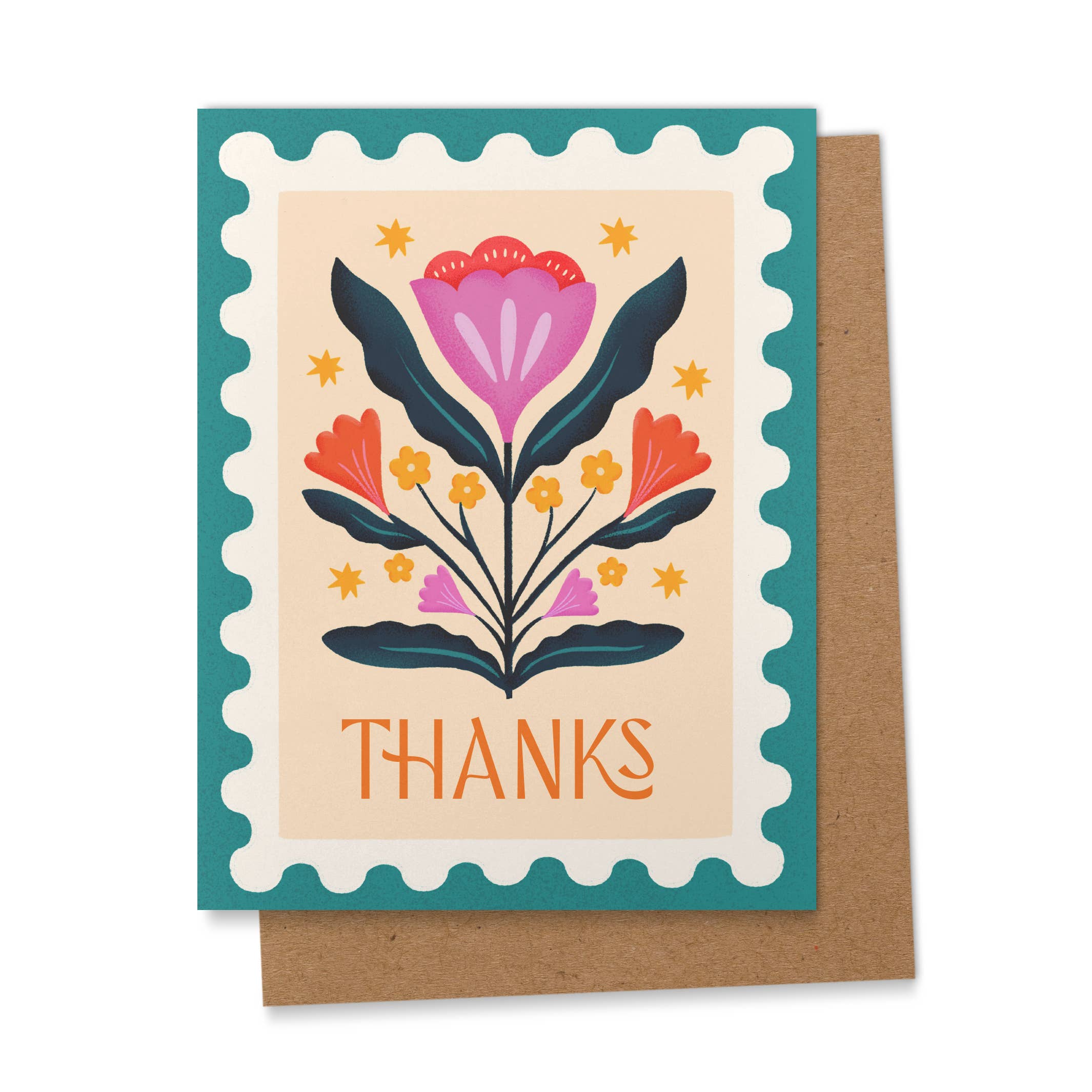 Thank You Folk Art Greeting Card