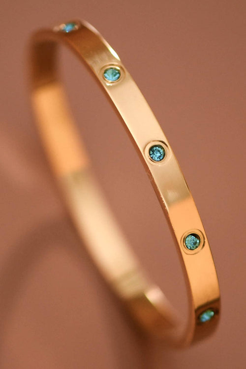 18K Gold Plated Waterproof Stainless Steel Aquamarine Bangle