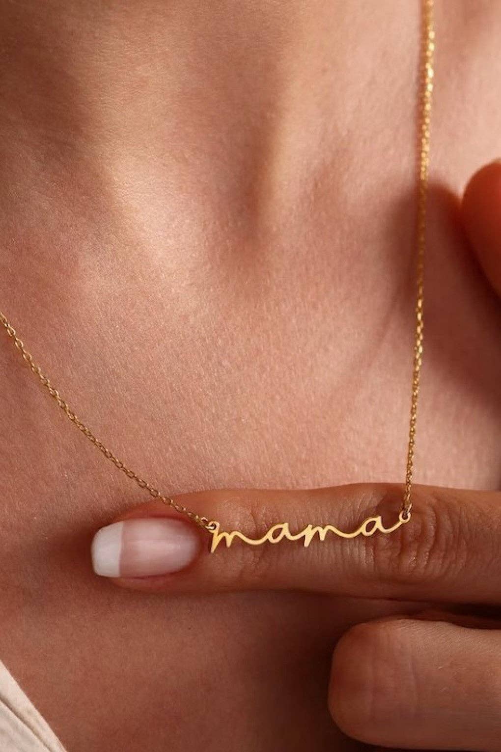18K Gold Plated Waterproof Stainless Steel Chain Necklace Mama