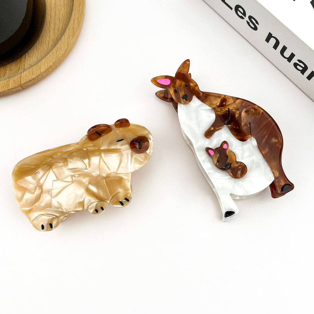 Animal Acetate Hair Claw Clip, Parrot, Capybara, Kangaroo: Woodpecker