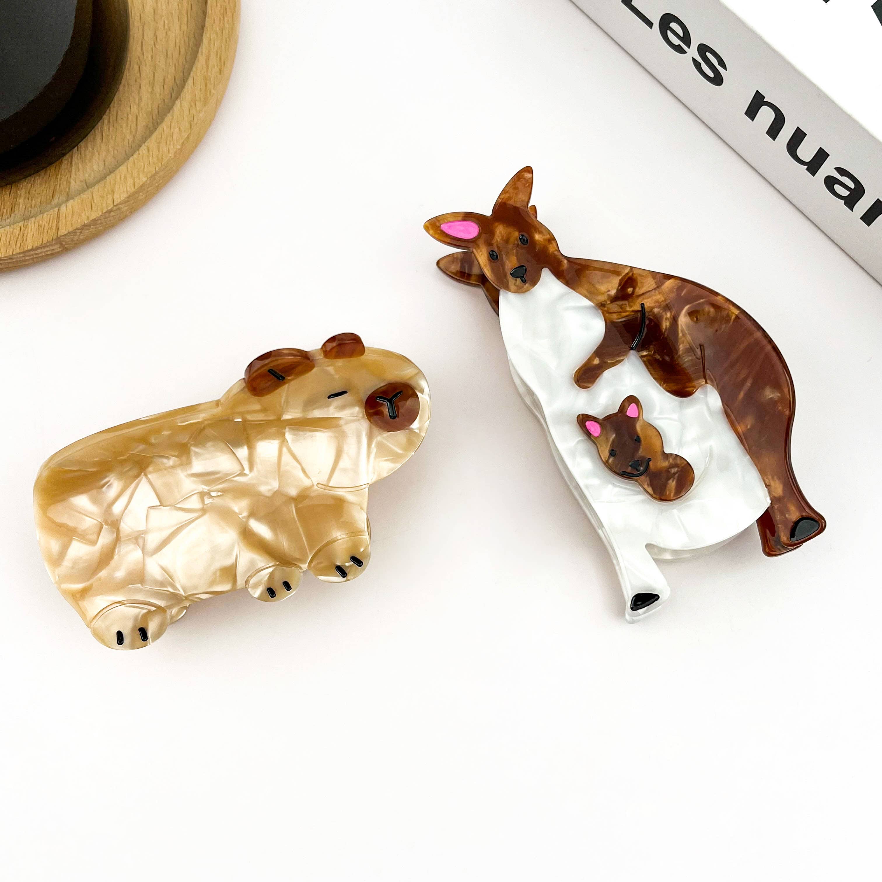 Animal Acetate Hair Claw Clip, Parrot, Capybara, Kangaroo: Woodpecker