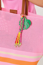 PALM LEAF BAG CHARM/KEY RING,MULTI
