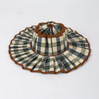 Boho Checkered Straw Hat Roll Up Ruffled Beach Hat