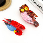 Acetate Owl and Parrot Hair Claw Clip: Owl