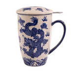 Oriental Ryu Dragon Design 15oz Tea Mugs with Lid and Infuser