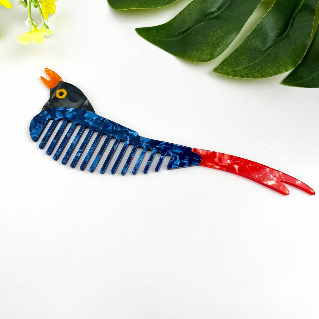Acetate Swallow Hair Comb, Bird-Shaped Comb: Blue