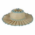 Boho Checkered Straw Hat Roll Up Ruffled Beach Hat: Green / M